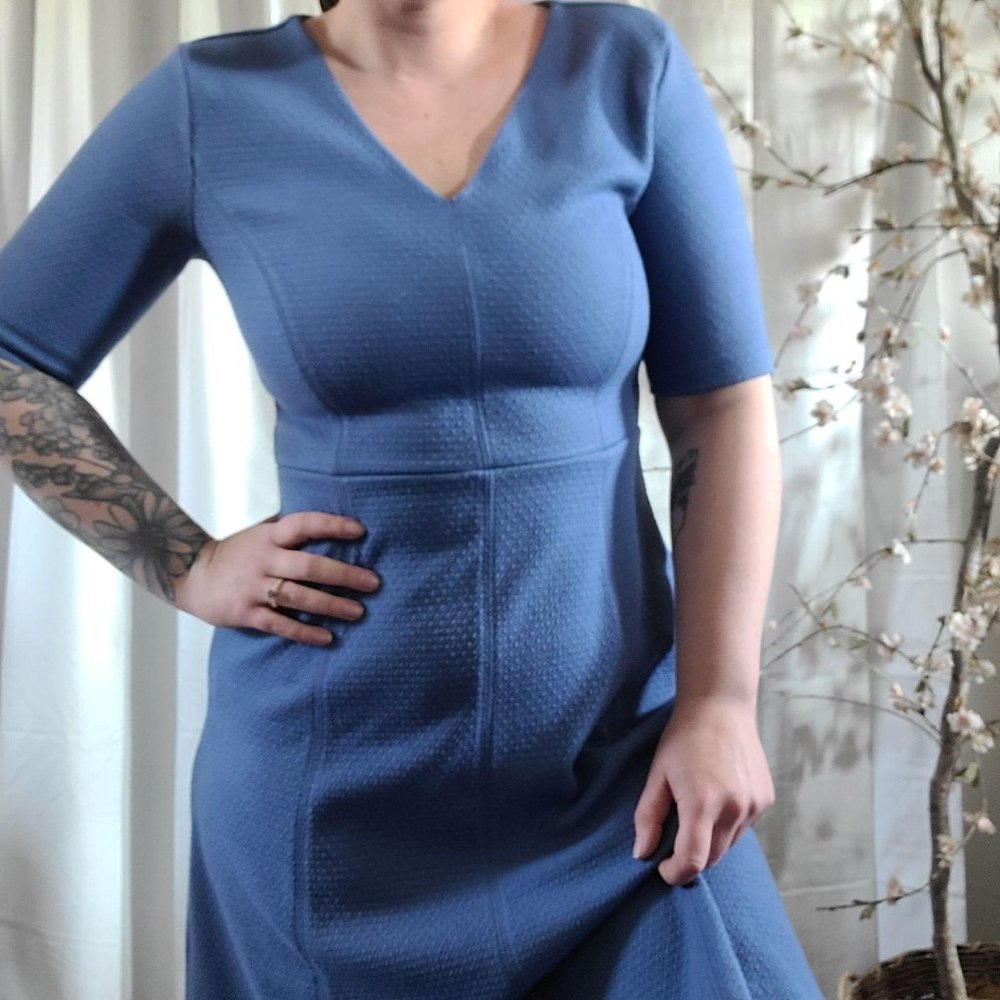 Ann Taylor Periwinkle Fit & Flare Mid Sleeve Dress - Picture 8 of 11